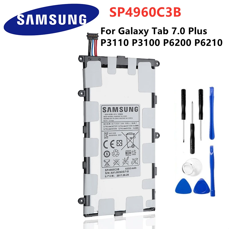 Оригинальный аккумулятор для планшета Samsung SP4960C3B 4000 мАч GALAXY Tab 7 0 Plus P3110 P3100 P6200 P6210 +