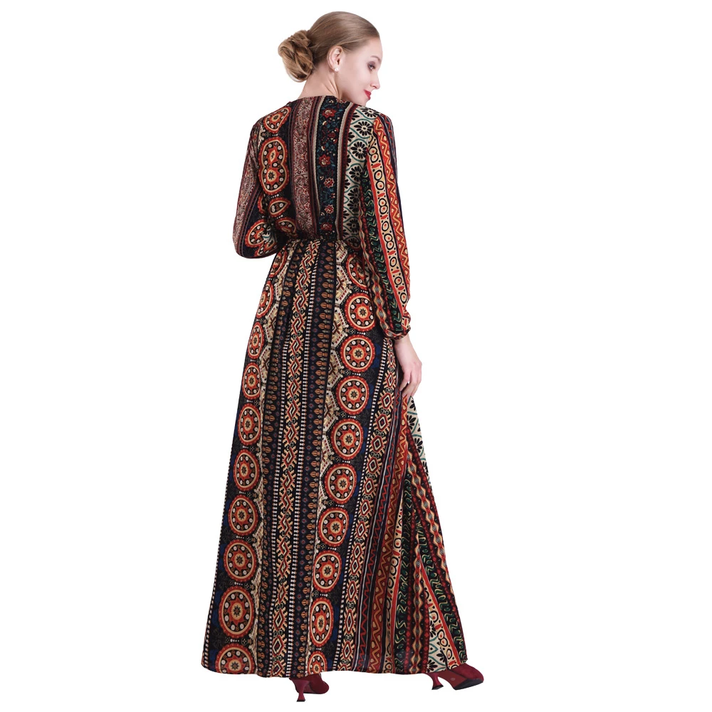 

Vestidos Djelaba Abaya Dubai Print Muslim Hijab Dress Party Caftan Saudi Kaftan Turkish Ramadan Eid Islamic Robe Femme Musulman