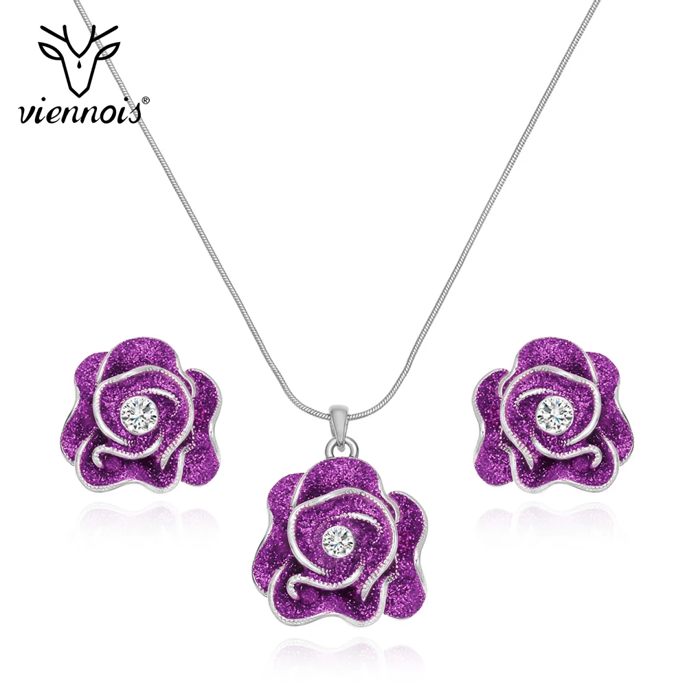 Набор украшений для женщин Viennois набор фиолетового цвета стразы в виде цветка