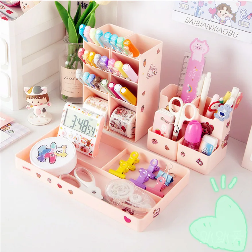 Pen Pencil Holder Case Desk Organizer For Office School Stationery Supplies Desktop Cosmetic Sundries Storage Holders Box | Багаж и сумки