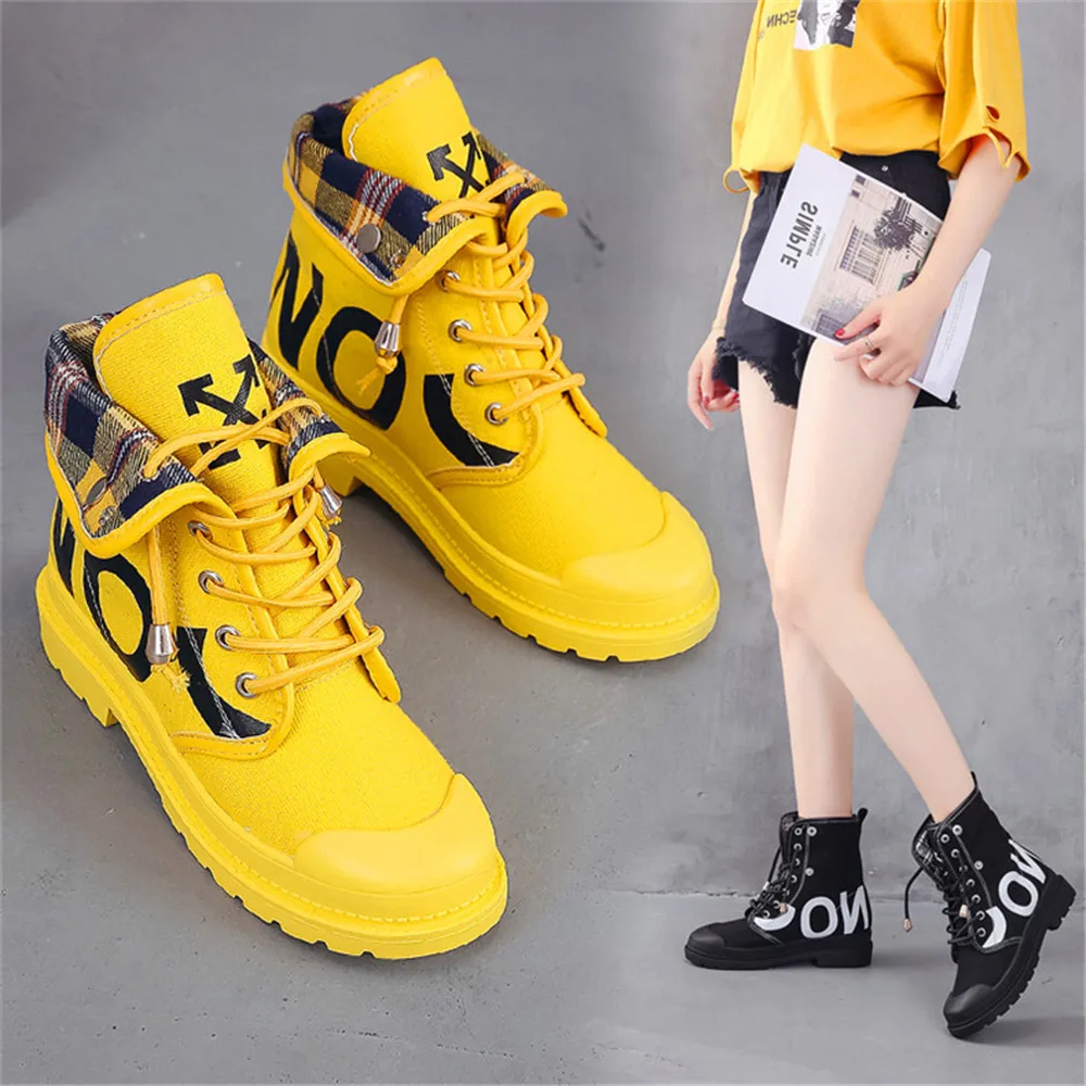 

New Colorful High-Top Ladies Canvas Shoes Breathable Flats Sneakers Wild Casual Lac-Up Women's Vulcanized Shoes Zapatos De Mujer