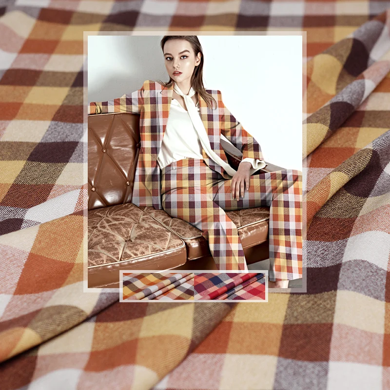 Перламутровая клетчатая пряжа окрашенная шерстяная ткань из 100% шерсти Осеннее