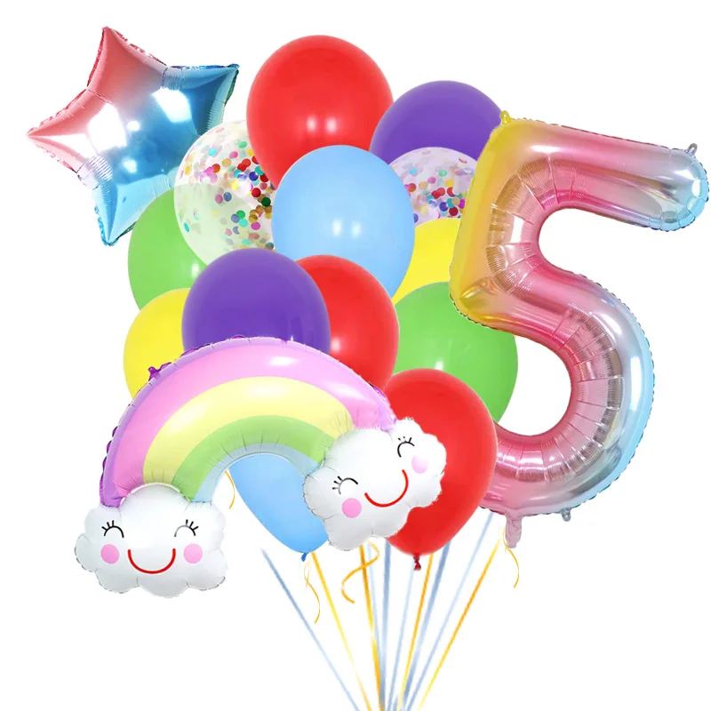 

40Inch Rainbow Giant Number Foil Balloon Star Balloon Colour Confetti Balloon for Birthday Anniversary Party Festival Decoration