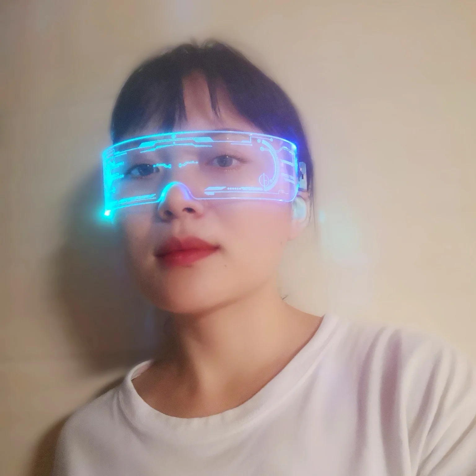 

2021Colorful LED Acrylic Glowing Glasses High-tech Sense Party Prom Halloween Gift Future Technology Sense Birthday Gift
