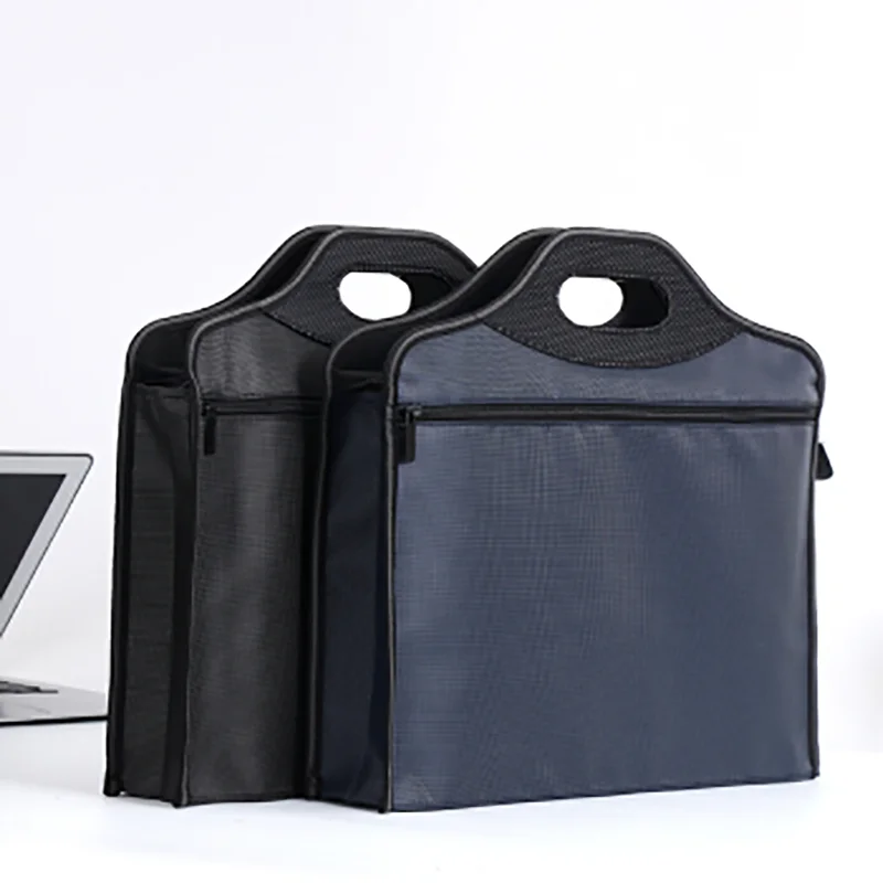 

1Pc JIELI JL-701 Double Layer Storage Business Waterproof Briefcase Portable A4 Document Bag Canvas Office Document Bag