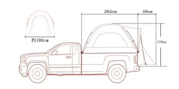 4 seats 265cm Полноразмерный пикап покрывало для кровати для улицы 4 взрослых палатка для кемпинга - Цвет: 4 seats 265cm
