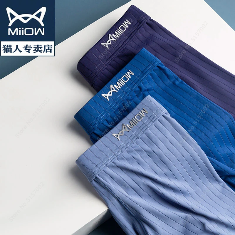 

Miiow 3pcs Men's Underwear Thin Ice Silk Male Boxer Briefs Seamless Sports Quick-drying Boxer Shorts Breathable Soft Panties