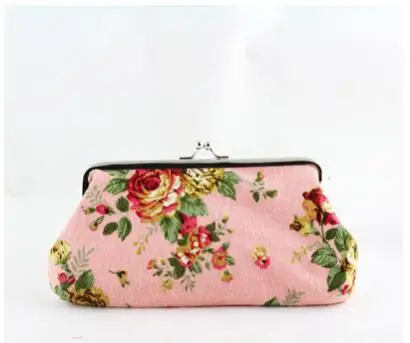 1 шт./лот женский холщовый большой кошелек для монет с узором розы застежкой чехол