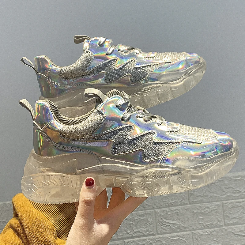 Модные прозрачные дышащие вулканизированные туфли из ПВХ со шнуровкой женская