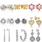 Женские серьги с кристаллами, серебро 925 пробы