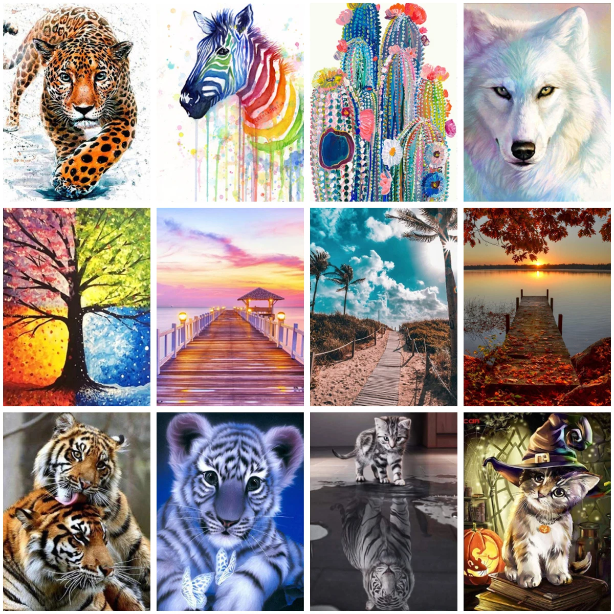 

5d «сделай сам», круглая алмазная живопись, искусственная мозаика, пейзаж, животное, вышивка крестиком, украшение для дома, подарок