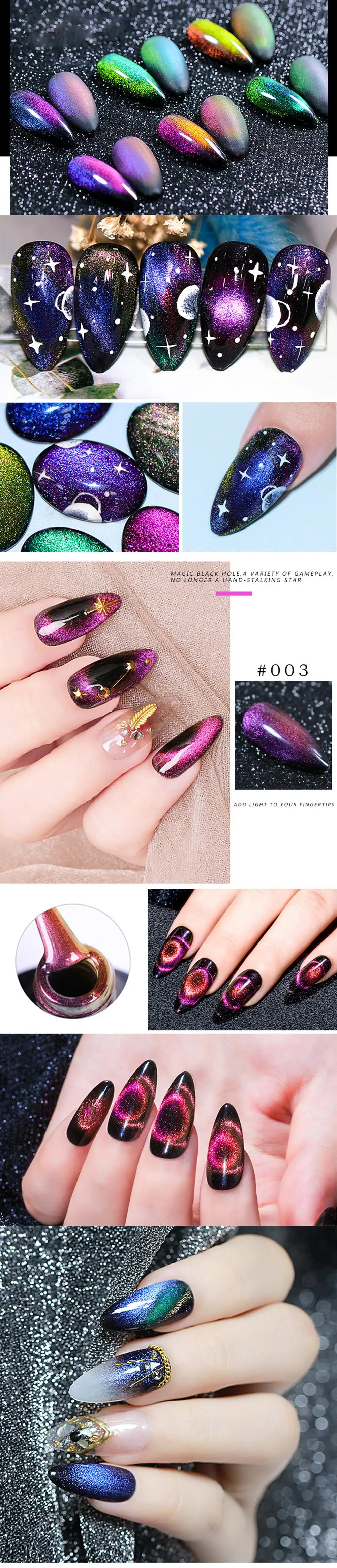 MIZHSE 9D Chameleon Magnetic Gel Nail Polish Long Lasting10ml Cat Eye Nail Art Gel Soak Off UV LED Shining Gel Varnish
