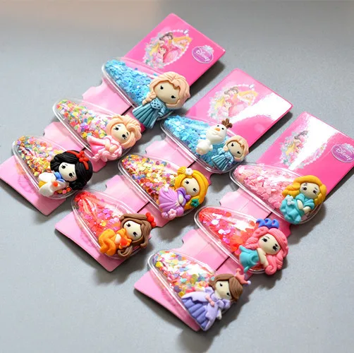 3 шт. диснеевской принцессы детская заколка для волос с изображением Эльзы из