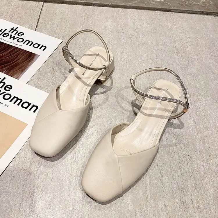 

Shoes Mules For Women 2021 Square Toe Loafers Slippers Heels Luxury Slides Med Low Block High Designer Cover Rome Retro Basic Ru