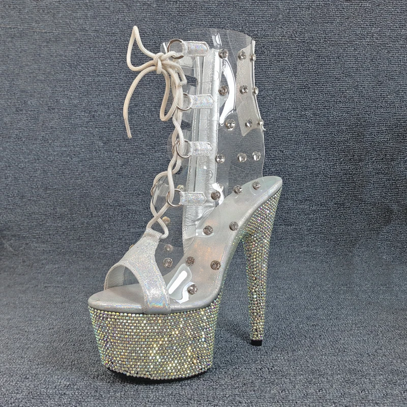 Leecabe/модные босоножки для танцев на шесте со стразами каблуке 17 см женская обувь