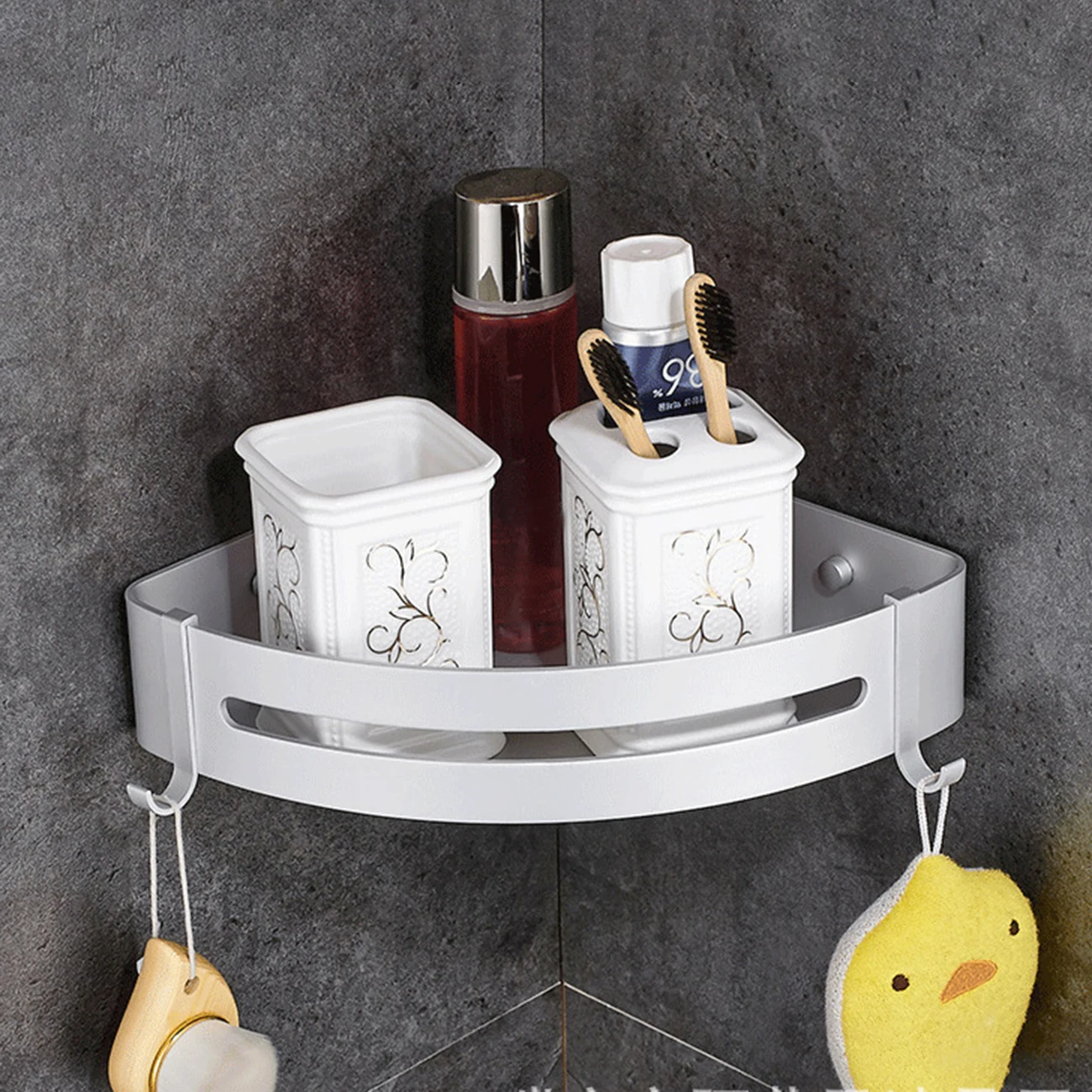 

Bathroom Kitchen Shelves Corner Frame Shower Shelf Shampoo Storage Rack Holder Wall Mounted Basket Holder