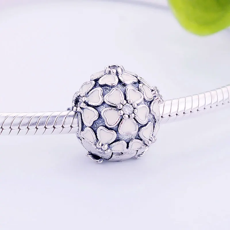 925 серебряный розовый эмалированный цветок вишневого цвета пробка бусина с