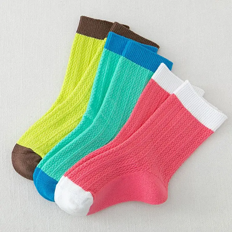 3 пары детских зимних хлопковых носочков контрастные неоновые Вязаные Носки