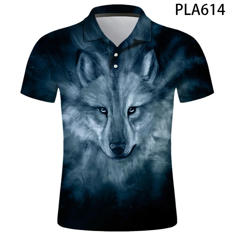 

2021New 3D Printed Wolf Streetwear Polo Shirt Men Fashion Camisas Streetwear Casual Summer Hombres Harajuku Short Sleeve Ropa