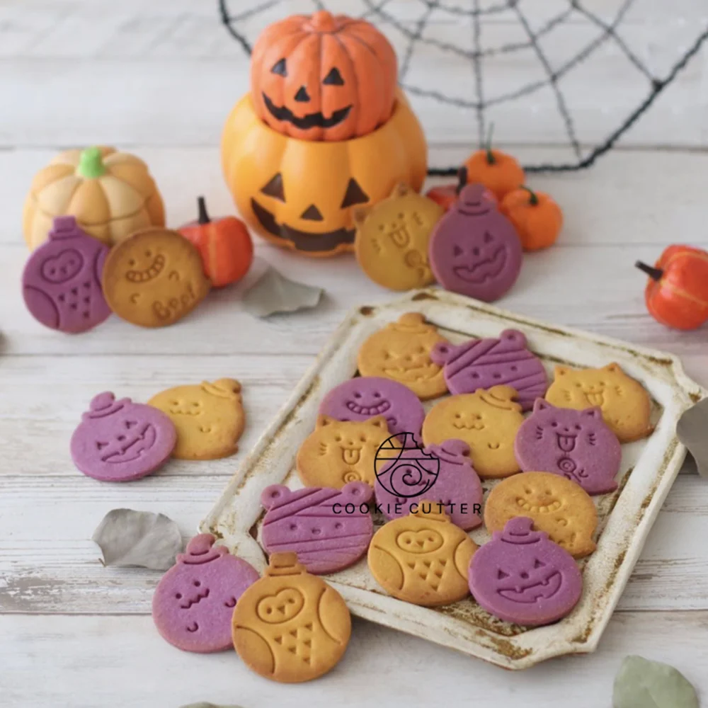 

1Pcs New Halloween Biscuit Mold Pumpkin Mummy Owl Cat Three-dimensional Mold Stamp DIY Baking Mold