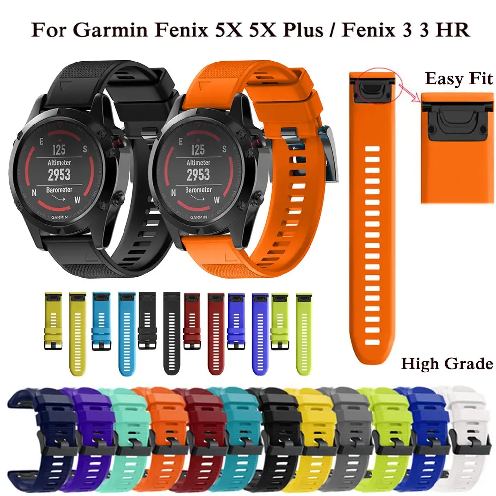 26 мм для Garmin Fenix 5X 5 5S плюс 6X 6 6S/Pro/3 HR GPS спортивный силиконовый ремешок часов