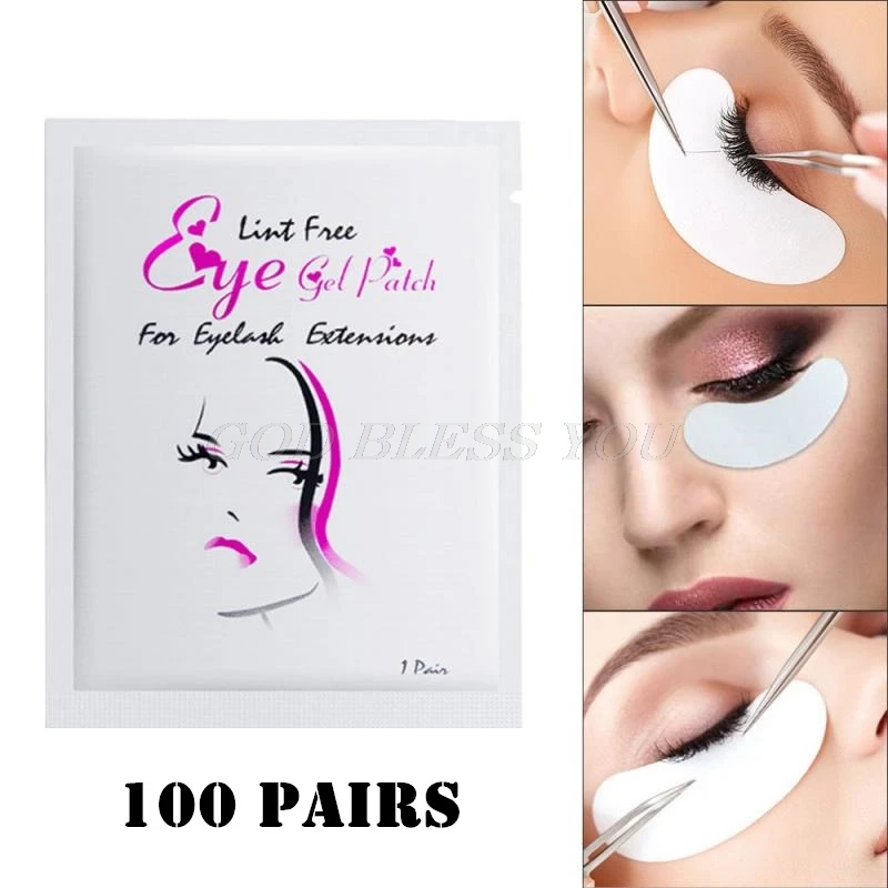100 пар патчи для удлинения ресниц под гелевые накладки глаз наклейки без ворса