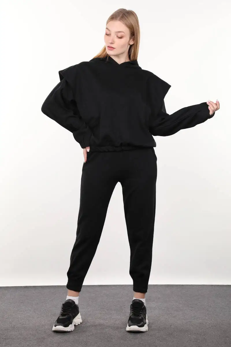

Black Wadded Hooded Womens Sweatshirt