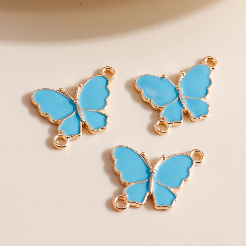Коннектор подвеска с эмалированной бабочкой для изготовления украшений 10 шт. 20