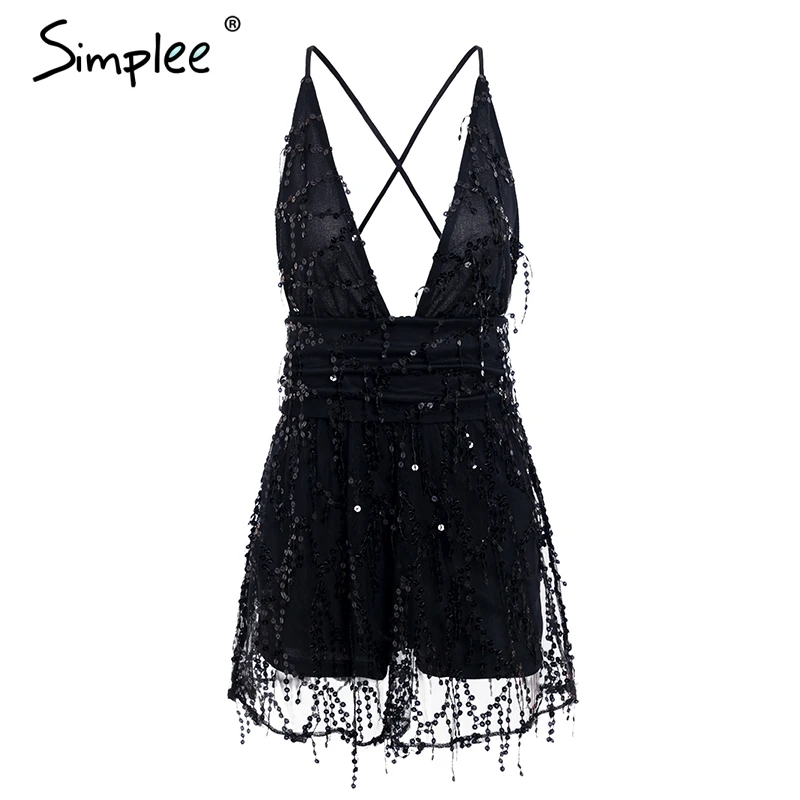 Simplee сексуальный расшитый блестками сетчатый Женский Игровой костюм элегантный