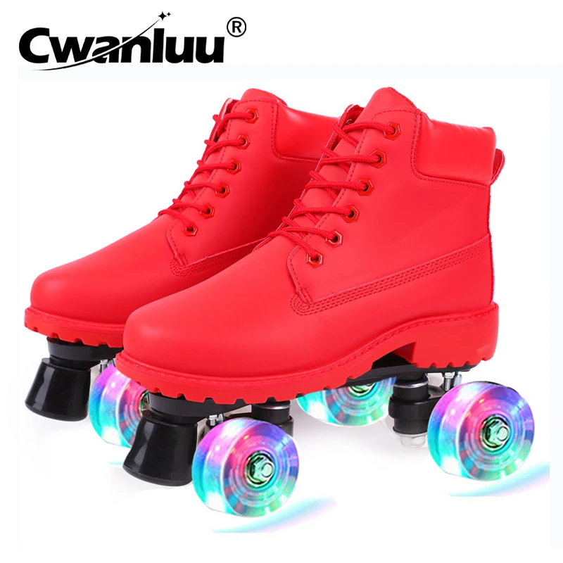

Skate Shoes ролики 4 Wheel Quad Rollerblading Woman Children 6 Color Skates Roller Sneakers Patines Europe Size 36-46