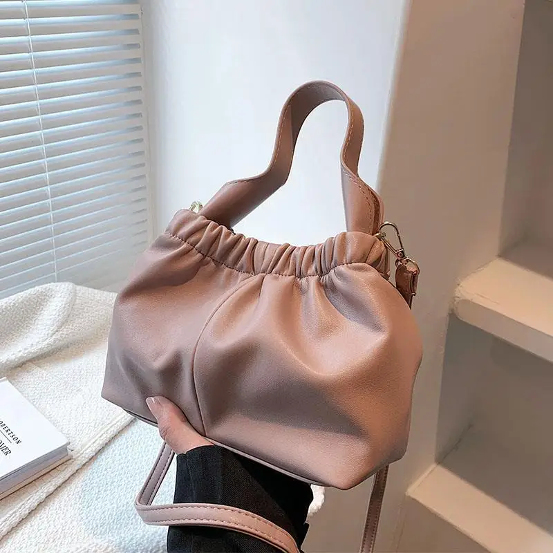 

Women Bag Designer Pleated Shoulder Bag Female Crossbody Bag Handbag Purse Cloud Fashion PU Leather 2021 New Trend All-match