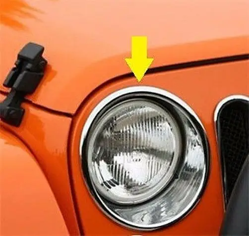 Хромированные передние фары Налобные лампы кольцевая отделка для Jeep Wrangler JK 2007