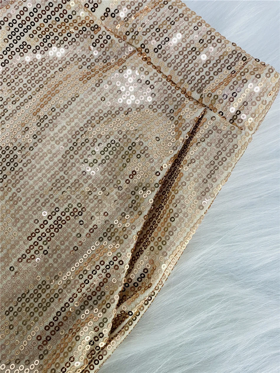 

Women Two Piece Suits Sparkly Sequined Fashion Autumn Fall Zipper Long Sleeve Short Coat and High Waist Pants Club Party Outfits