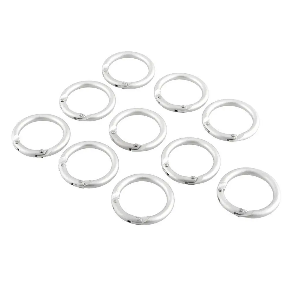 

10x Mini Silver Circle Round Carabiner Spring Snap Clip Hook Keychain Climbing