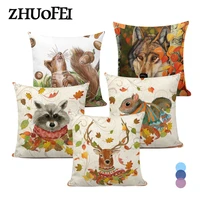 cute squirrel print cushion covers home decoration pillowcase thanksgiving day decor pillow covers polyester throw pillowcase