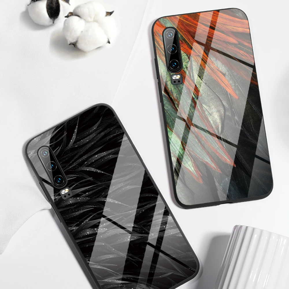 Чехол из закаленного стекла для huawei P30 P20 Lite mate 20 перо черный чехол s Honor 9 10 8X MAX P Smart Z