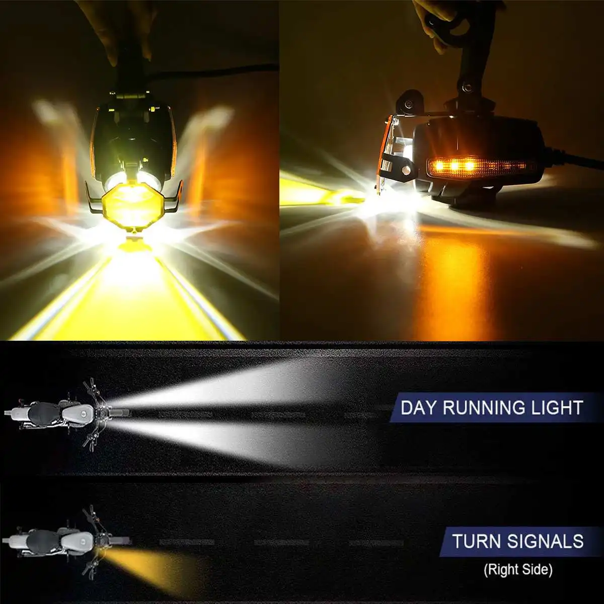 Белый Янтарный боковой свет мотоцикл светодиодный сигнальный фонарь