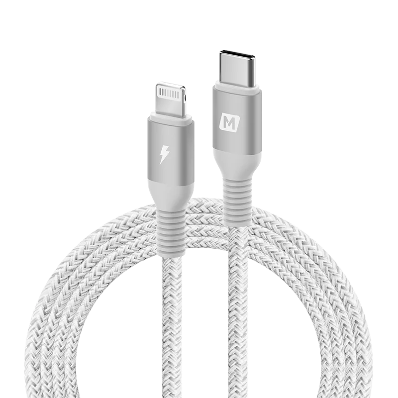 Braided Silver MFI сертифицированный usb c на lightning зарядный кабель для iPhone xs xr 8 7 6s plus apple ipad быстрое зарядное устройство pd кабель короткий 2 м - Цвет: Braided Silver