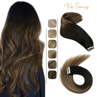 vesunny tape in hair extensions invisible blonde 50g for women silky seamless machine remy skin weft brown glue on hair