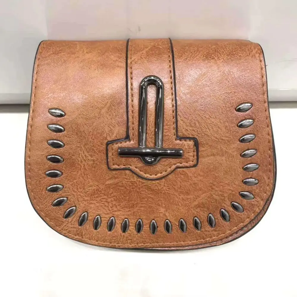 

New Vintage Fashion Rivet Saddle Women Shoulder Crossbody Bag PU Leather Women's Handbags Purses free shipping