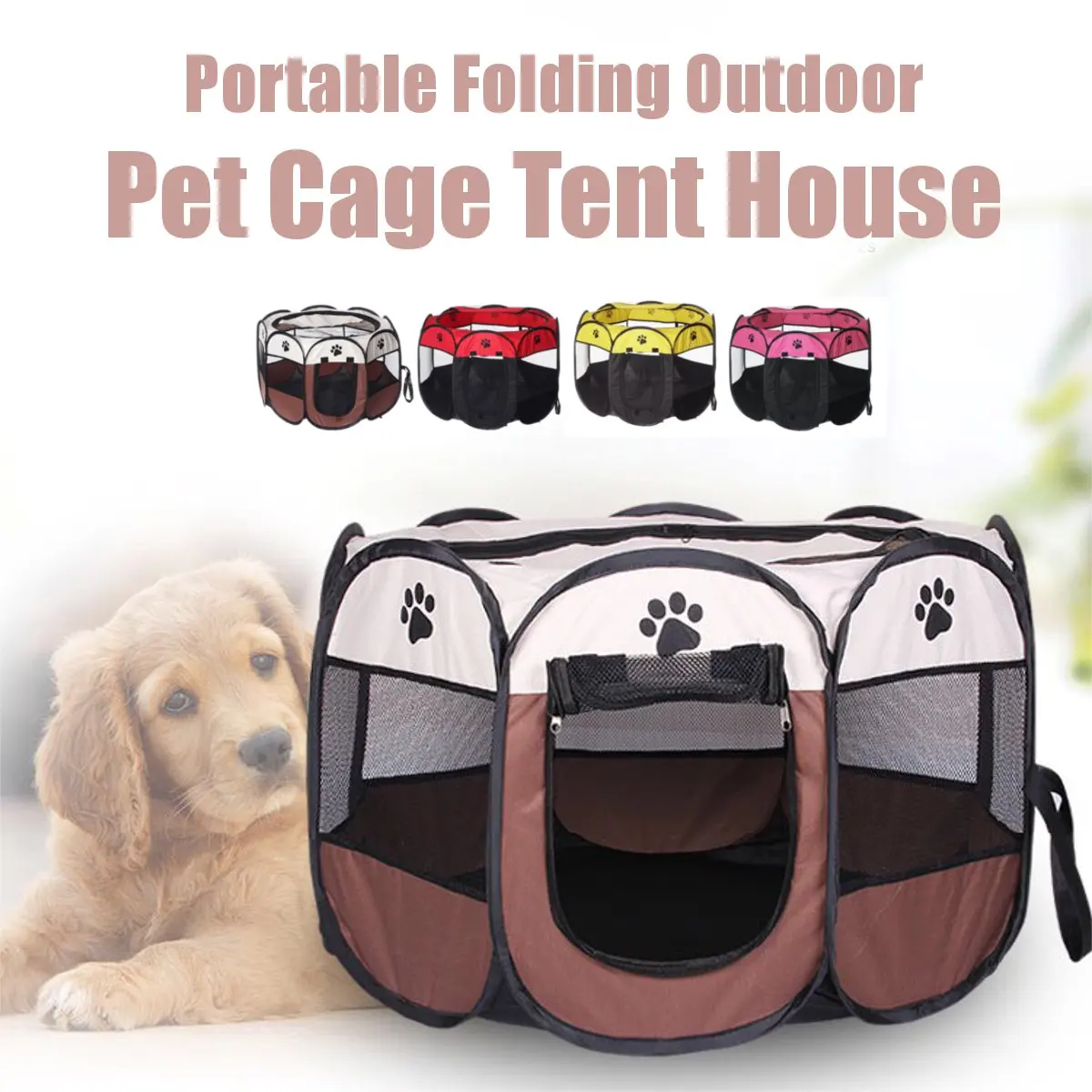 

Переносная складная палатка для домашних животных, дышащий манеж, простая в эксплуатации, восьмиугольный забор, уличная Съемная кровать дл...