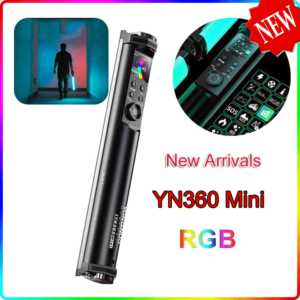 

Ручная трубчатая мини-лампа Yongnuo YN360 2700K-7500K RGB цветная яркая двухцветная ламсветильник 2600 мАч для фотосъемки светодиодная RGB мягсветильник