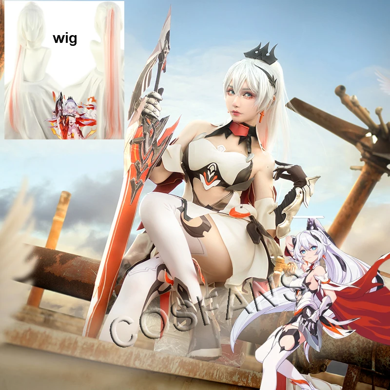 

Аниме! Костюм для косплея Honkai Impact 3 киана каслана, сексуальное платье, плащ, униформа, костюм для Хэллоуина, женский наряд, новый полный парик