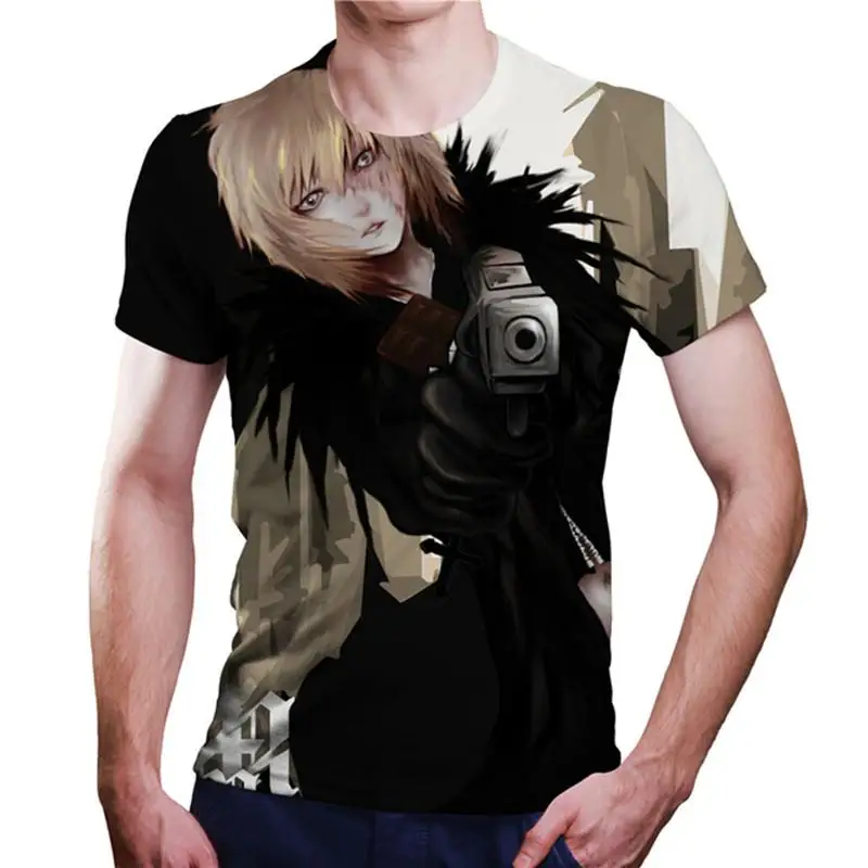 

2021 Summer New Pop Death Note Anime Oversized T-Shirt For Men Quality Casual Harajuku Manga Men's Cloth Boy's Anime Top