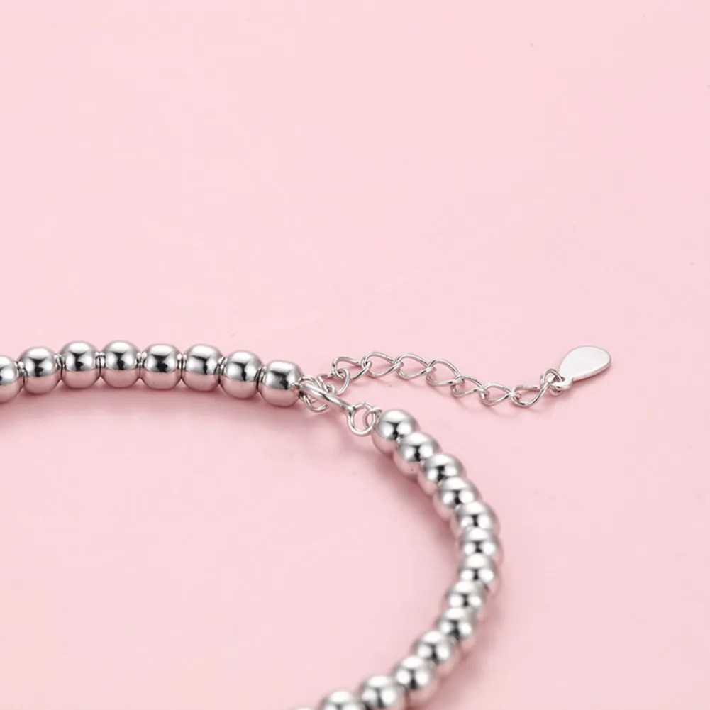 

Fashion Korean Sterling S925 SIlver Bracelet Bangle Simple Round Bead Classic Style For Women Girlfreind Gift Jewelry 111212