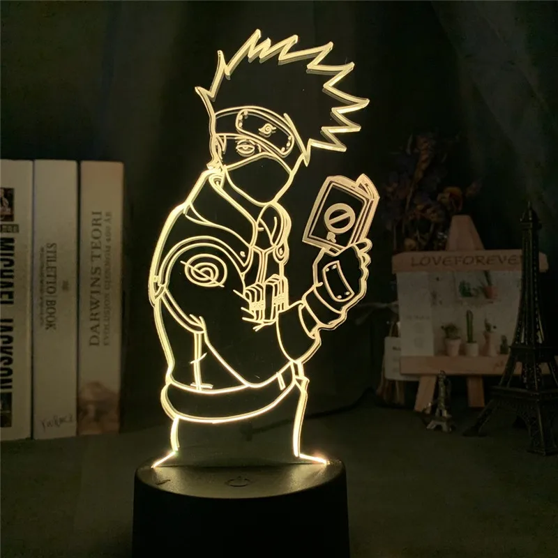 Naruto Figuras Hatake Kakashi Anime LED Night Light for Home Decoration Acrylic 3d Table Lamp for Bedroom Kids Manga Gifts