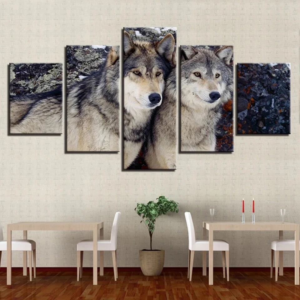 

DIY Diamond painting Wolves in the Forest 5 Piece Full Square Round Diamond Embroidery Multi Panel 5D Cross Stitch Gift WW179