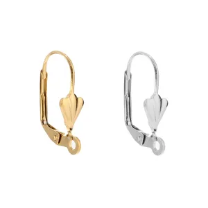 40 шт.лот, проволочный рычаг из нержавеющей стали 304 с цветами D для французских сережек золотого цвета, крючок для бижутерии, фурнитура для самостоятельного изготовления