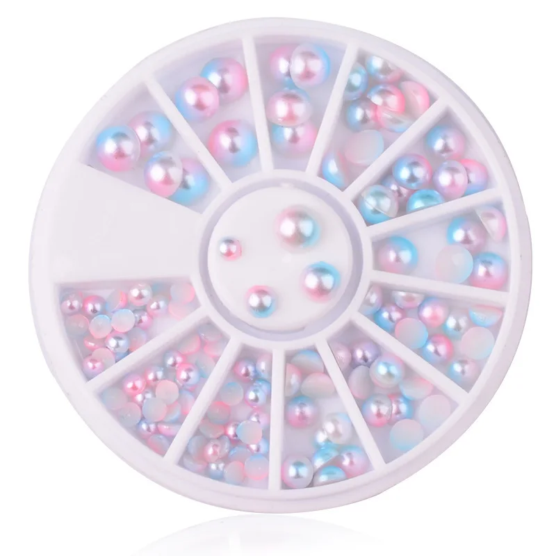 

DIY Edging Colors Pearls Different Size AB Colors Pearls Mixed Turntable Nail Art Decoration Manicure Nail Art Accessories