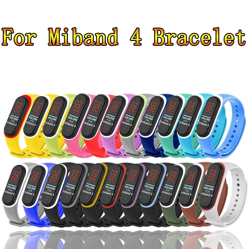 Сменный силиконовый ремешок для часов Xiaomi Mi Band 4 два цвета 22 спортивный смарт